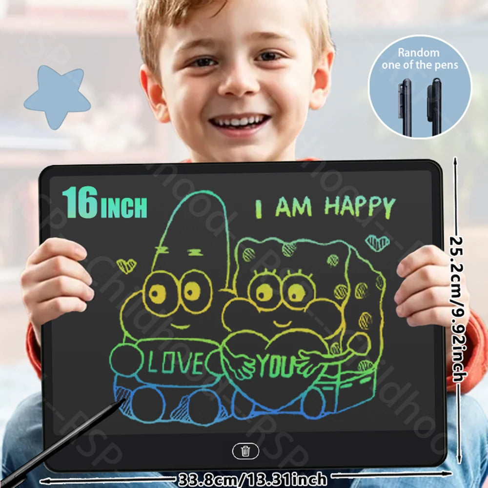 11/13/16 Inch LCD Drawing tablet Writing Board Kids Doodle Painting Handwriting Pads Toys for 3 4 5 6 7 8 Years Girls Boys Gifts