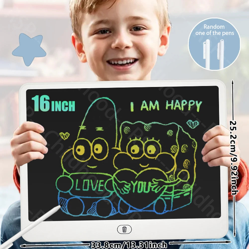 11/13/16 Inch LCD Drawing tablet Writing Board Kids Doodle Painting Handwriting Pads Toys for 3 4 5 6 7 8 Years Girls Boys Gifts