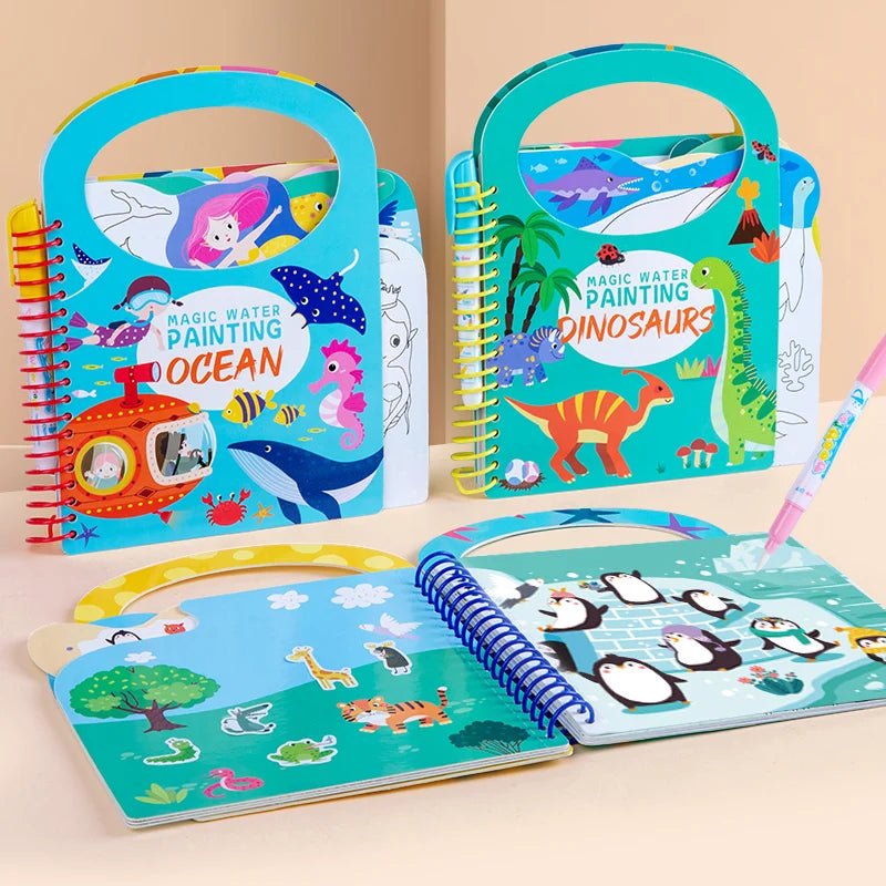 Magic Water Drawing Book for Kids Reusable DIY Coloring Book Kindergarten Graffiti Painting Toy Early Education Fun Art Activity