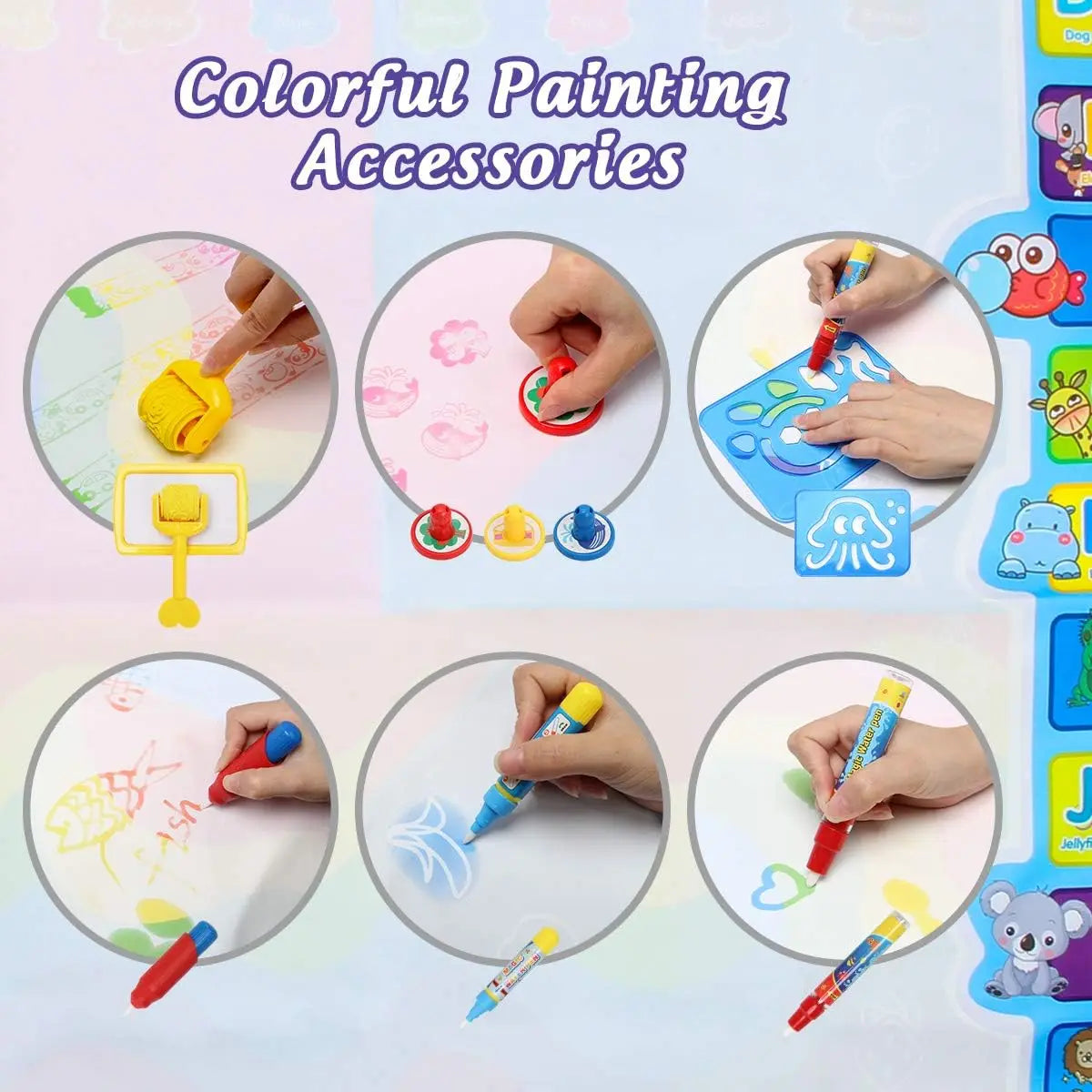 Magic Water Drawing Mat Reusable Doodle Painting Board with Pens Montessori Educational Toys for Kids Halloween Christmas Gift