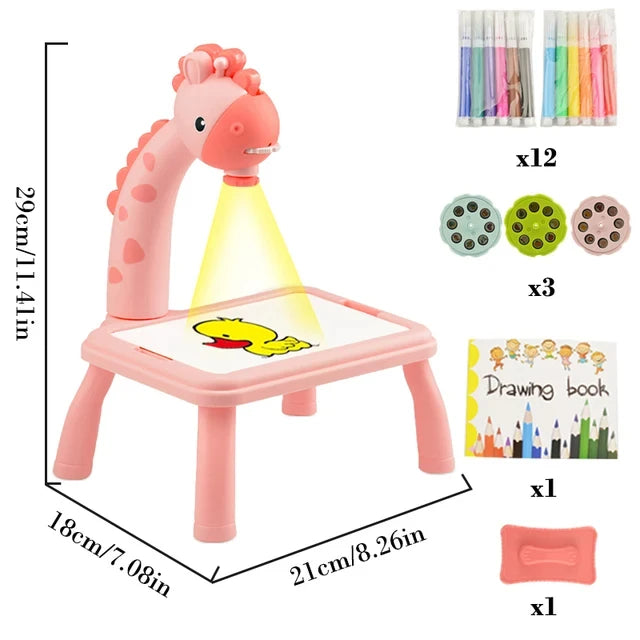 Children's Led Projector Art Drawing Table Toys Desktop Painting Board Desk Arts And Crafts Projection Educational Learning Toy