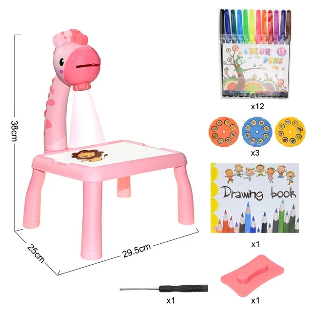 Children's Led Projector Art Drawing Table Toys Desktop Painting Board Desk Arts And Crafts Projection Educational Learning Toy