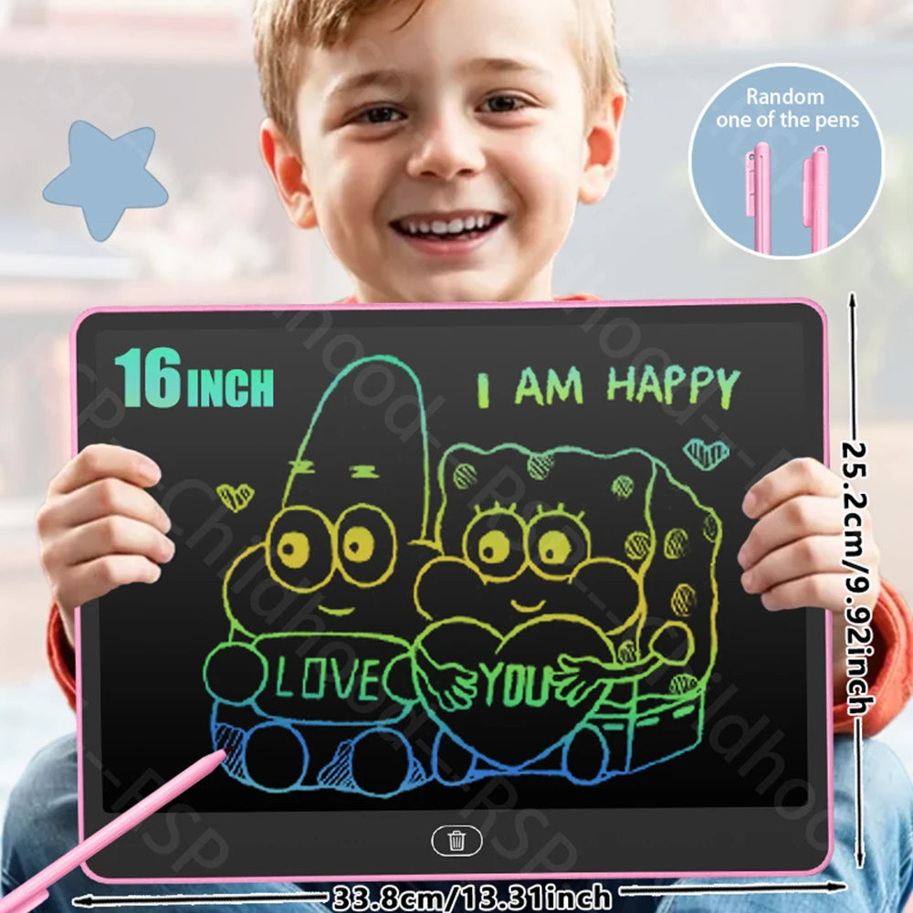 11/13/16 Inch LCD Drawing tablet Writing Board Kids Doodle Painting Handwriting Pads Toys for 3 4 5 6 7 8 Years Girls Boys Gifts