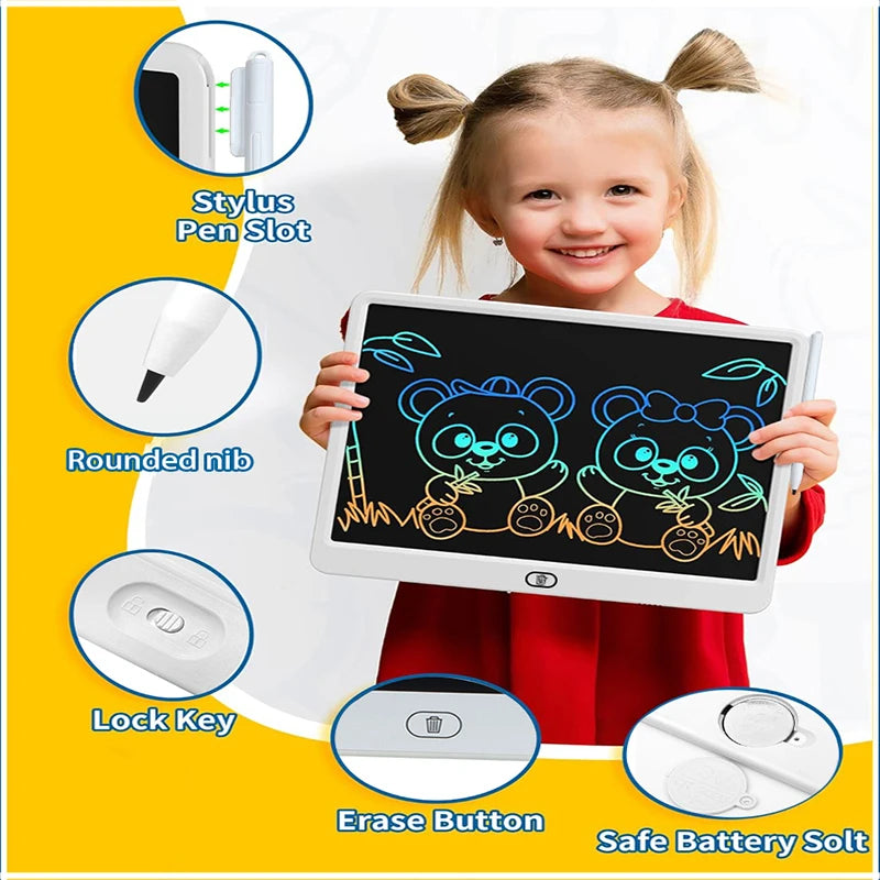 11/13/16 Inch LCD Drawing tablet Writing Board Kids Doodle Painting Handwriting Pads Toys for 3 4 5 6 7 8 Years Girls Boys Gifts