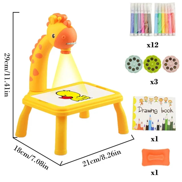Children's Led Projector Art Drawing Table Toys Desktop Painting Board Desk Arts And Crafts Projection Educational Learning Toy