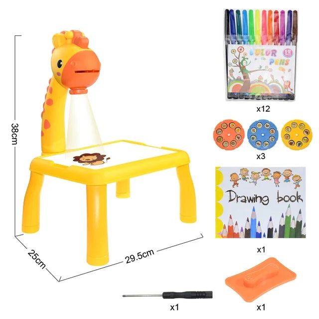 Children's Led Projector Art Drawing Table Toys Desktop Painting Board Desk Arts And Crafts Projection Educational Learning Toy